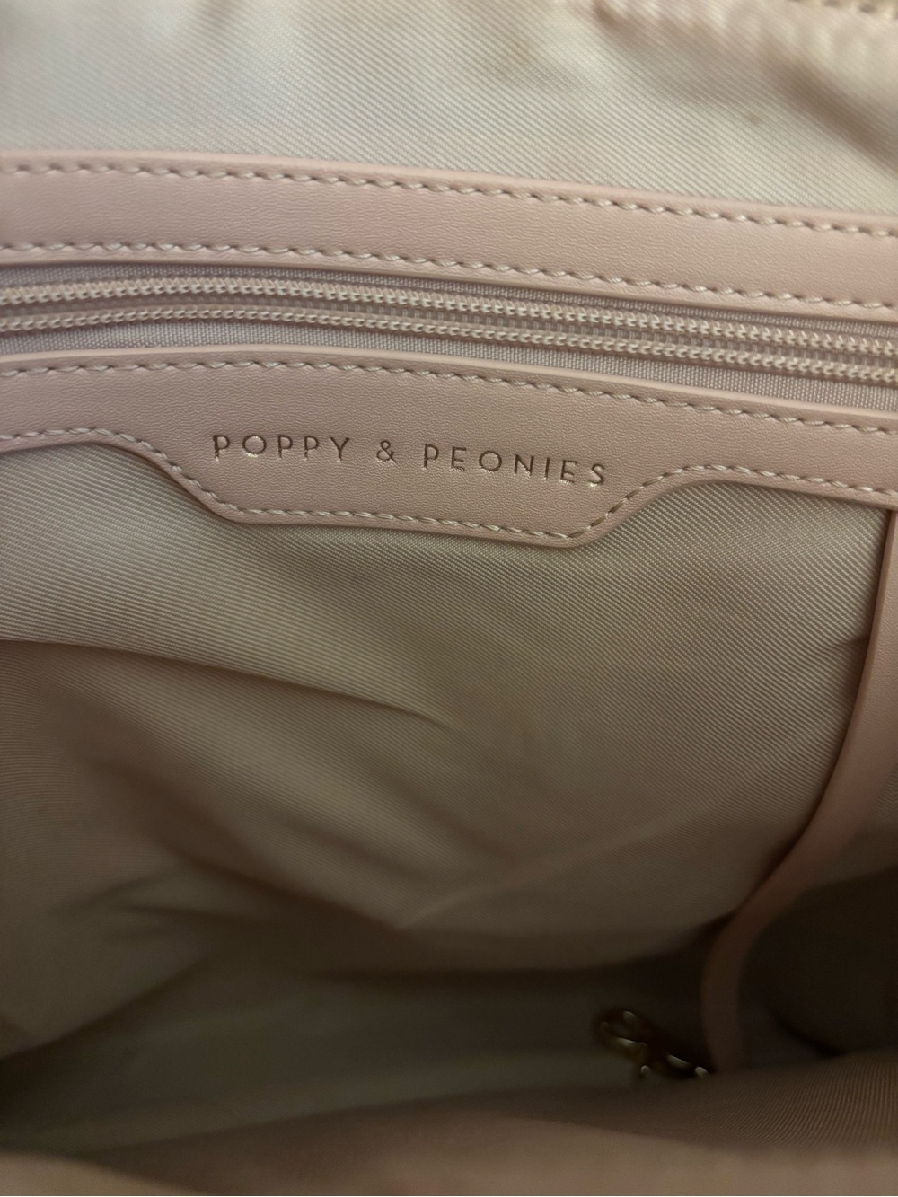 Poppy & Peonies Light blue Pebbled Leather Tote - Picture 4 of 5